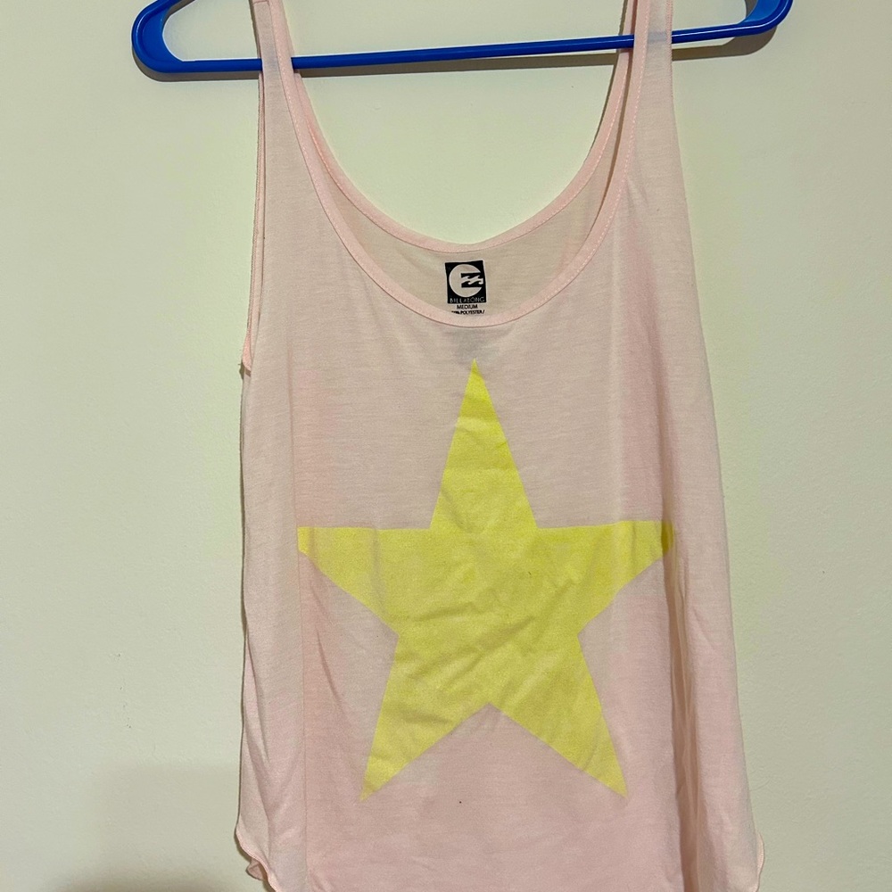 Billabong tank women’s size medium white pink with star emblem in front